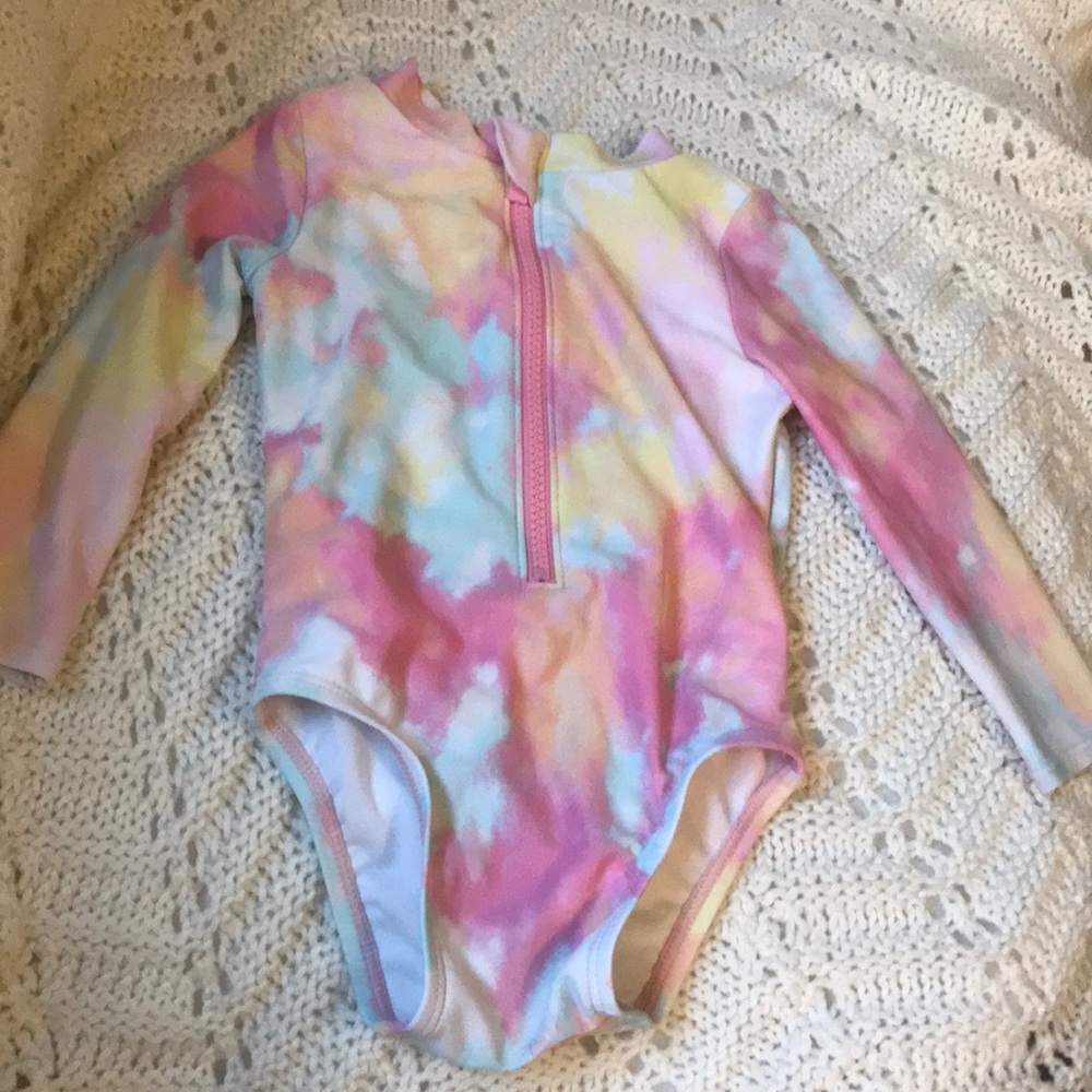 Watercolor multicolor swim suit for baby girl